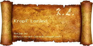 Kropf Loránd névjegykártya
